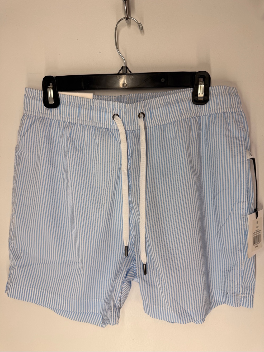 Onia Light Blue & White Seersucker Swim Trunks (M - NWT)